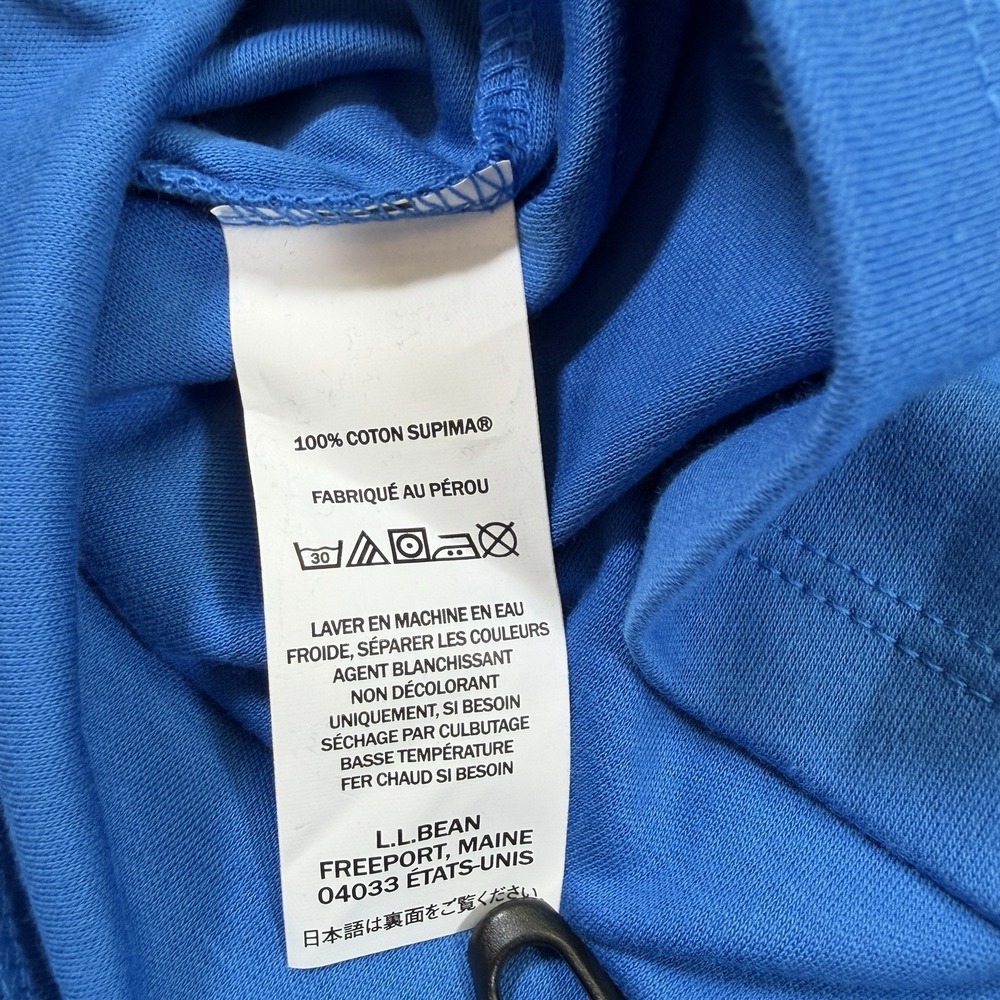 NWOT LL Bean Pima Cotton Shaped Tee Womens M Blue 3/4 Sleeve Jewelneck - Picture 7 of 8